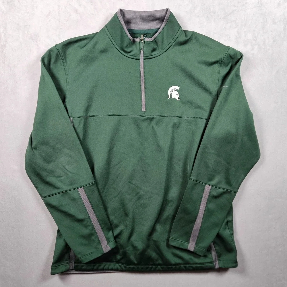 Nike Golf Michigan State Spartans Sweatshirt Mens Large Green 1/4 Zip Standard‎